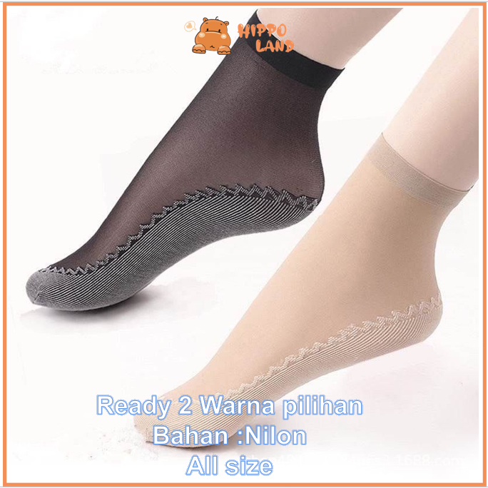 HIPPOLAND Kaos Kaki Stocking Wanita Pendek Sock Motif / Kaus Kaki Stoking Tipis Transparan Cewek Bah