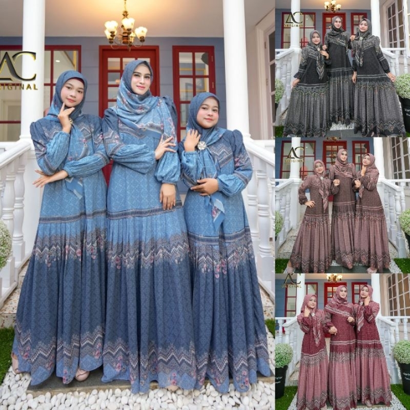(s) AC ORIGINAL ARUMI COUPLE  Baju Gamis Syari Couple/Sarimbit/Serimbit Ibu dan Anak Arumi Couple By