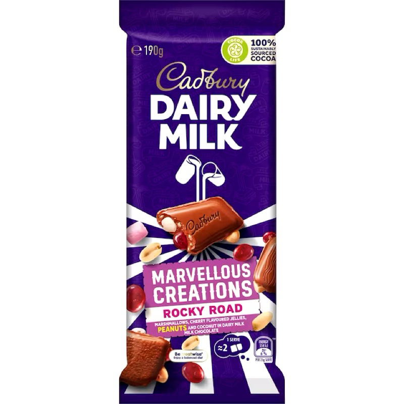 

Cadbury Marvellous Creations Rocky Road Chocolate Block 190g - Australia