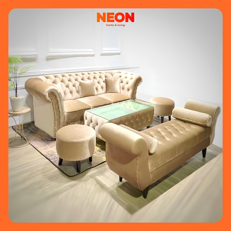 NEON Sofa Camelia | Set Sofa Jumbo Ruang Tamu Klasik | Sofa Chesterfield Mewah