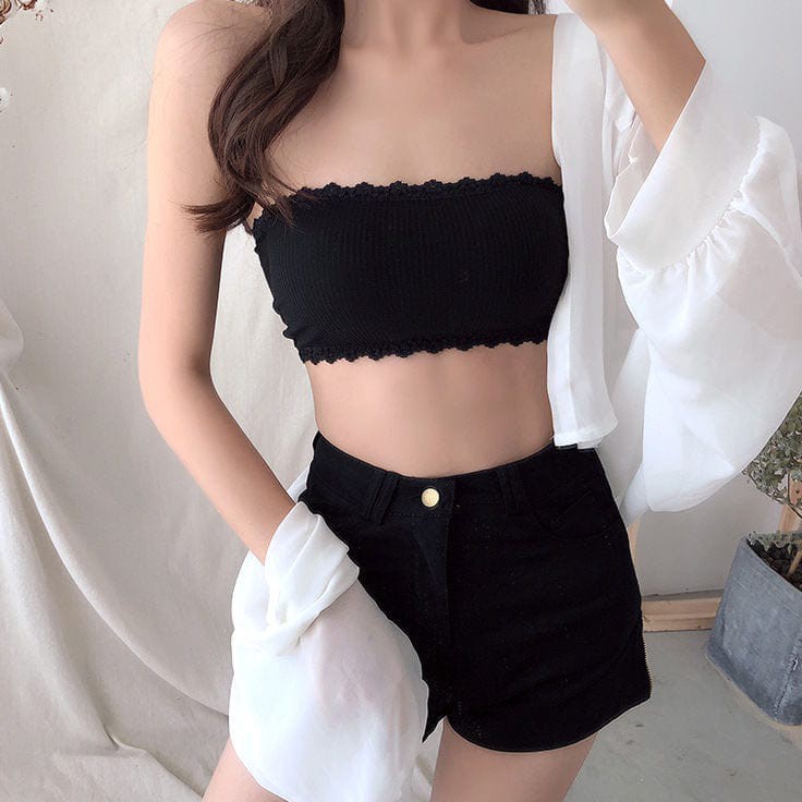 Hot Sale  EMARTSHOP Crop Top BH B54 Kemben Bandeau Sexy Model Tanpa Tali Dengan Busa