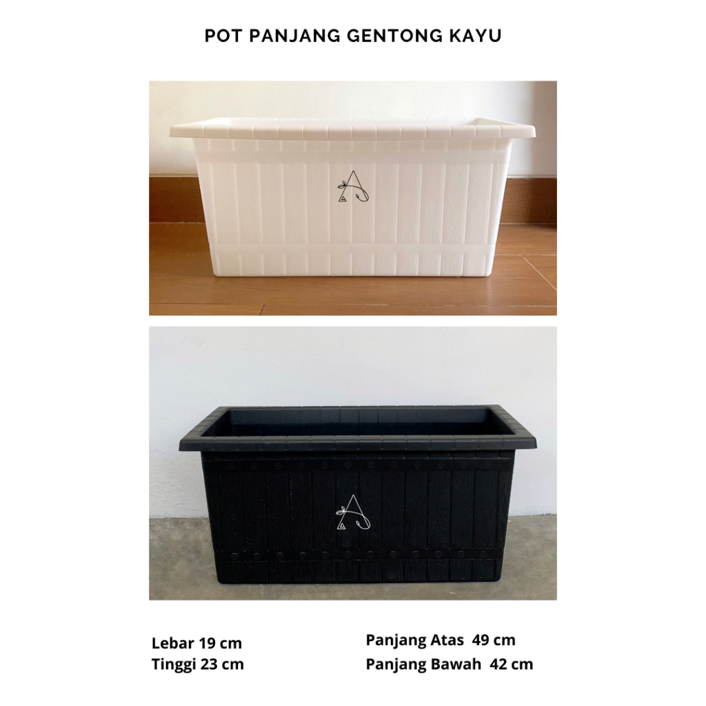 Pot Panjang Gentong Kayu P49 cm | Pot Panjang | Pot Tanaman Hias | Pot Bunga