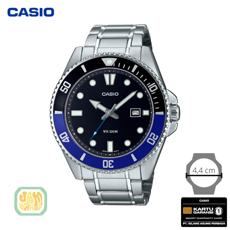 JAM TANGAN PRIA CASIO MDV-107D-1A2 ORIGINAL - MDV 107D 1A2VDF SILVER HITAM BIRU