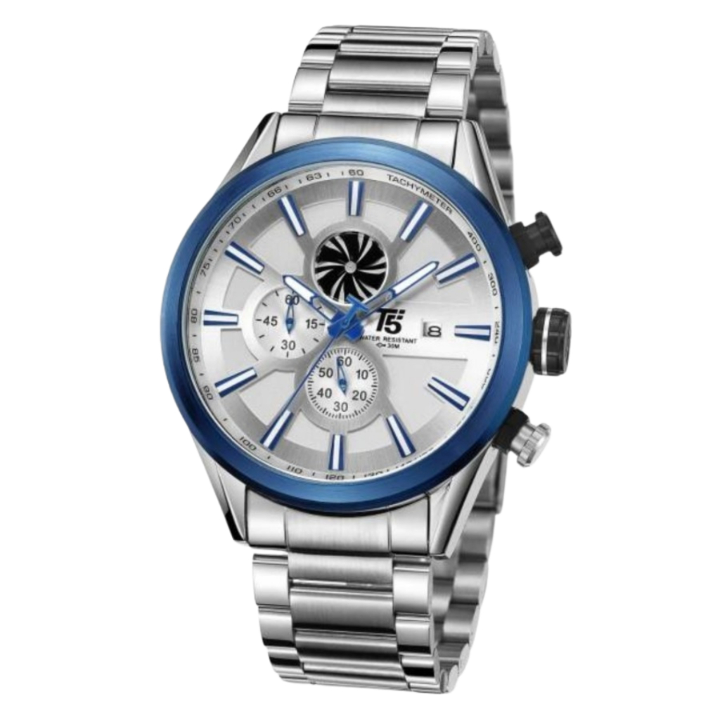 JAM TANGAN ANALOG PRIA ORIGINAL BERGARANSI T5 H 3627 G RANTAI STAINLESS WATER RESISTANT