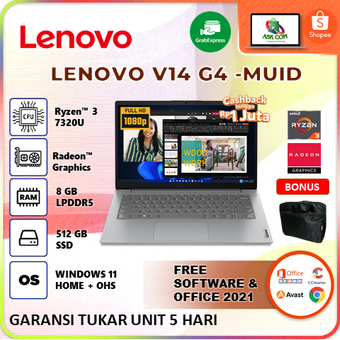 Laptop Lenovo V14 G4 -MUID / Ryzen 3 7320u Ram 8GB Ssd 512GB 14" FHD