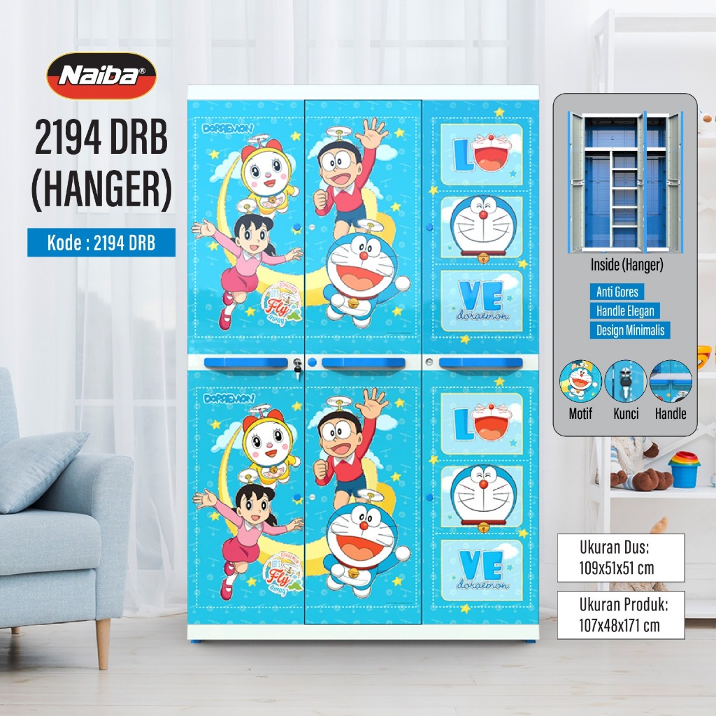 NAIBA - Lemari Pakaian Plastik Mega MSC Premium Hanger dan Susun (JNE)