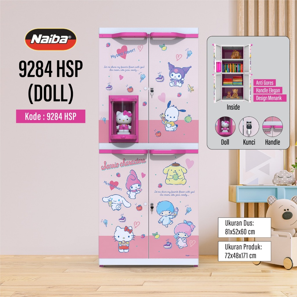 NAIBA - Lemari Pakaian Plastik MSC Doll Karakter (JNE)