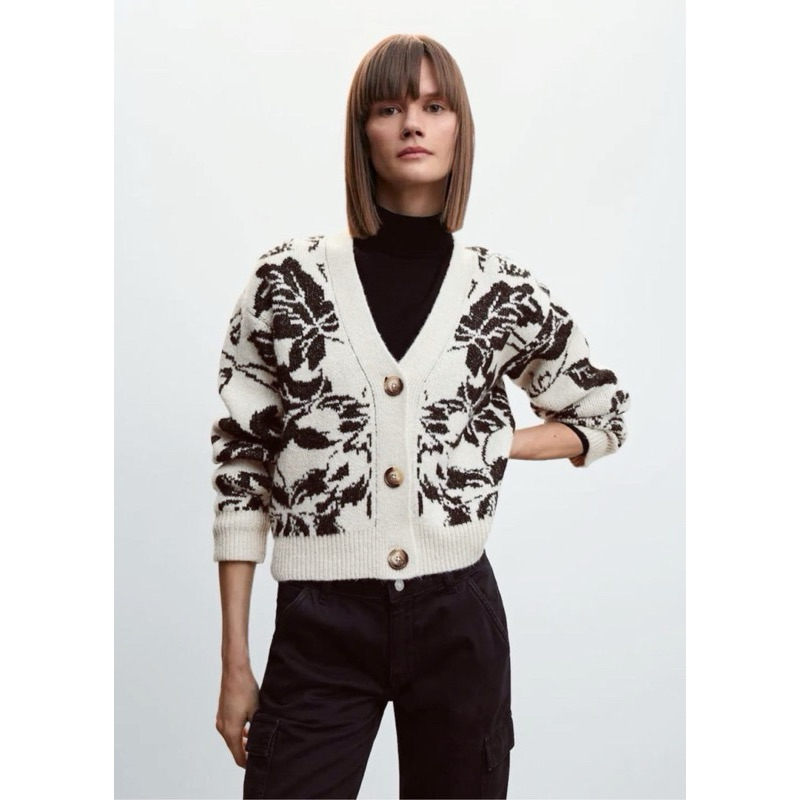 MNG Knit Flores Flower Jacquard Cardigan - MG 1005