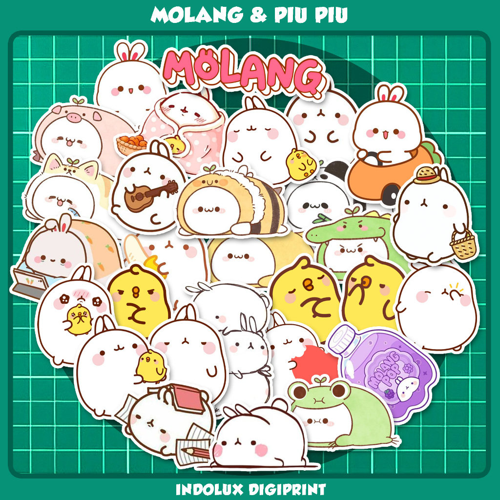 

Molang Sticker 30 Pcs Pack Aesthetic Lucu Gemoy Stiker Piu Piu Stiker Anti Air Untuk HP Laptop Buku Jurnal