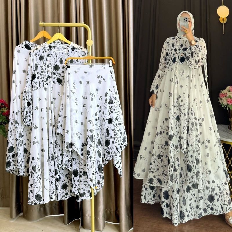 NAGITA #3 SET KALONG || KANCING SET JILBAB 3in1 (HIJAB+Outer+Kulot)