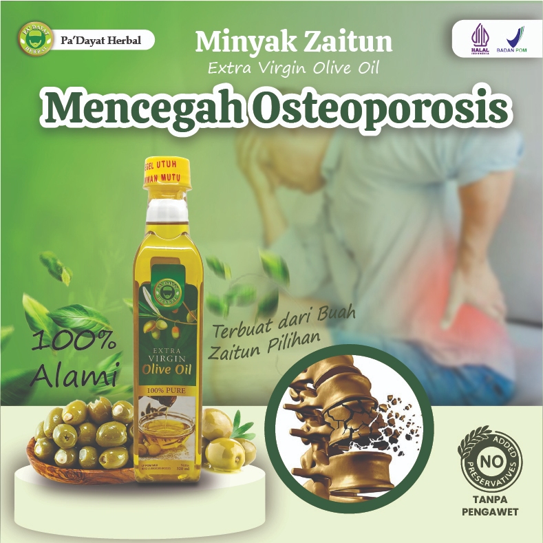 

Obat Osteoporosis / Pengeroposan tulang / Minyak Zaitun Murni Asli /Aman dikonsumsi/Minyak Kesehatan/ Olive Oil Extra Virgin /320 ml PA'Dayat Herbal