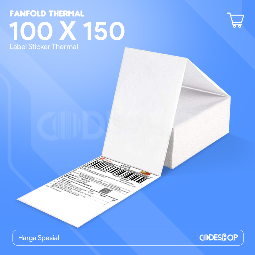 

Termal 100x150 Label Sticker Fold A6 100 x 150 mm Isi 500 100mmx150mm