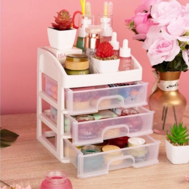 Rak kosmetik Laci Kosmetik Plastik 3 Susun - Rak Makeup Organizer