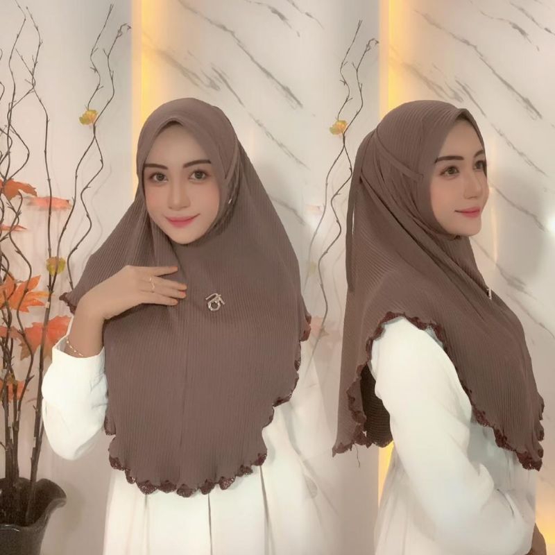 Jilbab instan Della non pet Jersey Barbara plisket by FO hijab wanita muslim