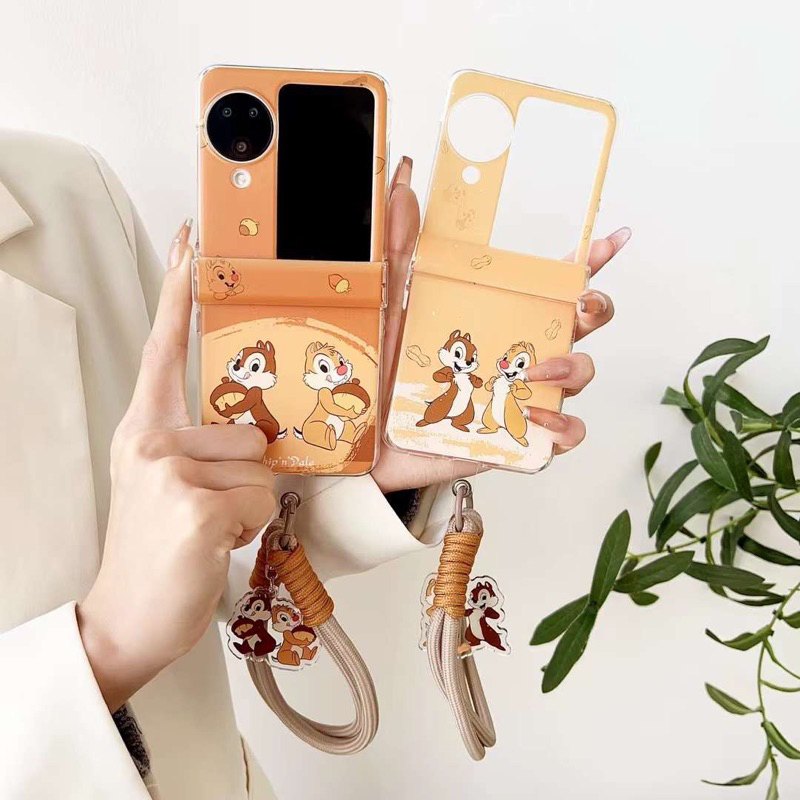 Casing Case Hp Chipmunks Chipmunk Tupai Chip and Dale Brown Earth Tones With Chain Buat Oppo Find N2