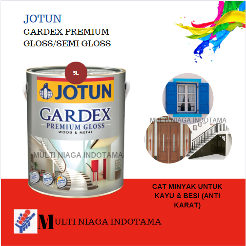 JOTUN GARDEX PREMIUM GLOSS/SEMI-GLOSS (5L/7KG) / CAT MINYAK KHUSUS KAYU &amp; BESI (ANTI KARAT) / INTERIOR &amp; EKSTERIOR