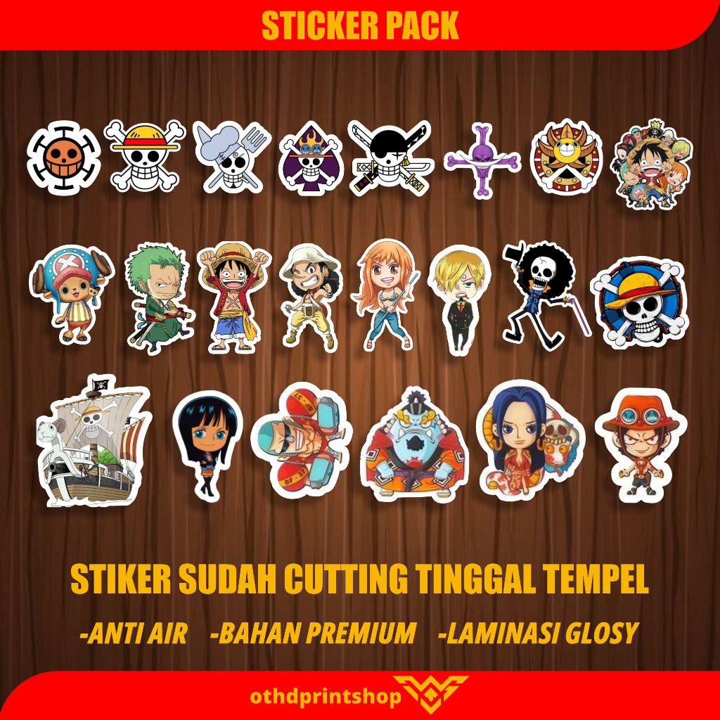 

Stiker Motor Tumbler Laptop Kulkas Pc Mobil Sticker pack Stiker Onepiece Tahan Air Waterproof