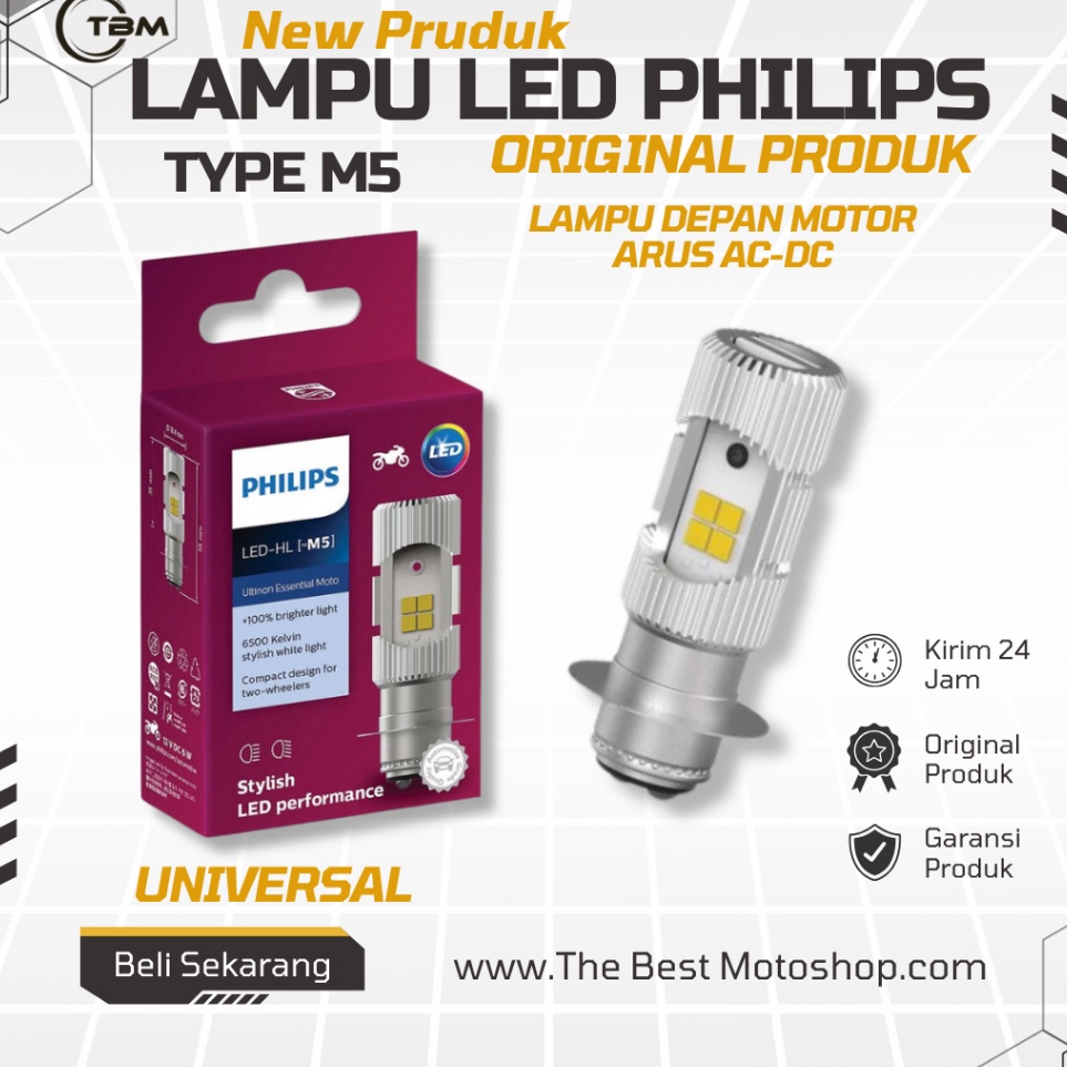 QD LAMPU DEPAN MOTOR LED PHILIPSLAMPU LED 2SISI H6 ARUS DC M5 BST BOHLAM LAMPU DEPAN MOTOR LED HS1 H