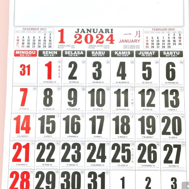 

Ready stock Kalender Dinding Kalender JumboKaender 224 UK5CM X 6CM REF