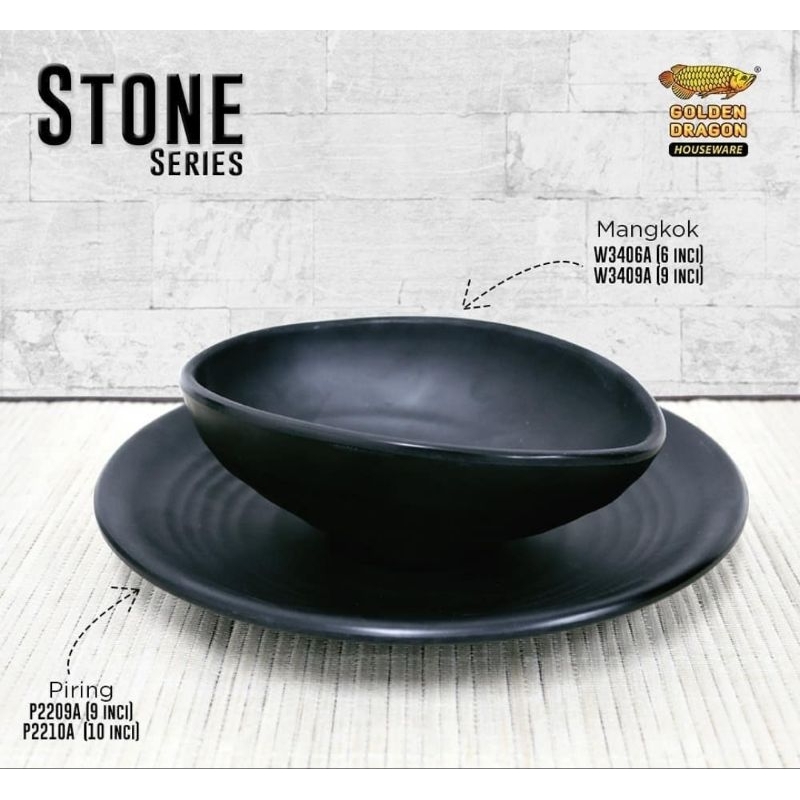 (6 PCS) Mangkok Tembikar Oval 6 & 9 Inch - Golden Dragon Melamin (W3406A)(3409A)