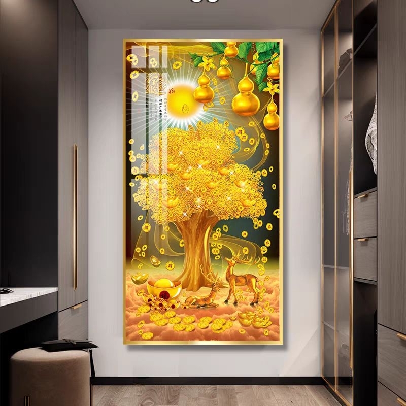 lukisan porcelain diamond 5d / lukisan pohon uang