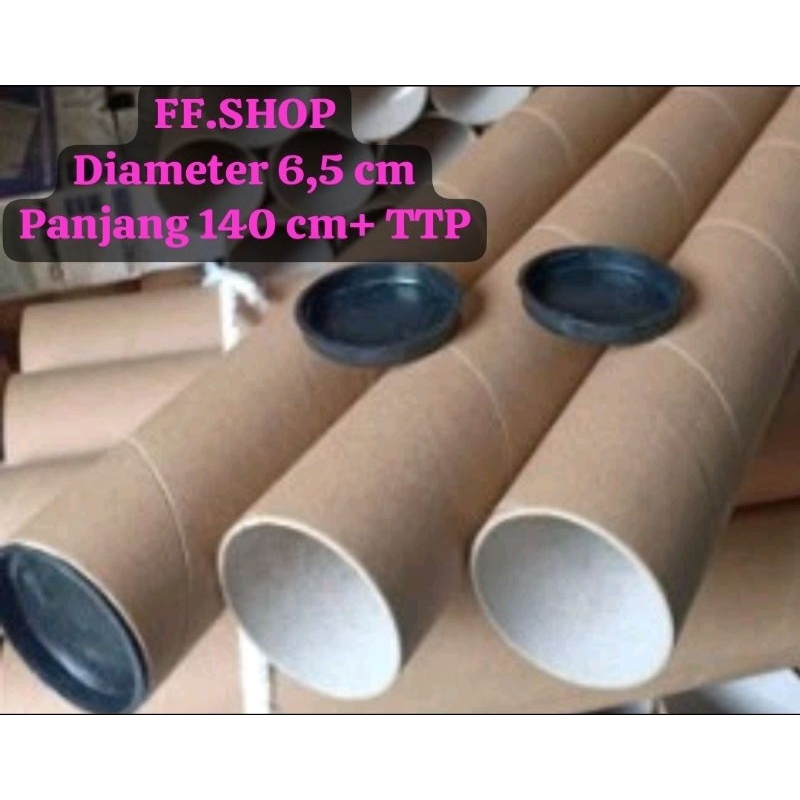 Tabung Packing/Tube Paper Core+ tutup/selongsong 6,5 x 140 cm (sudah termasuk tutup)