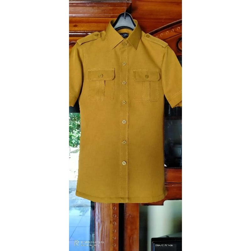 dinas pria PDH Kemeja Dinas Harian Pria Jahitan Dua Benang Timbul Warna Smoke, Bahan Katun Nyaman PD