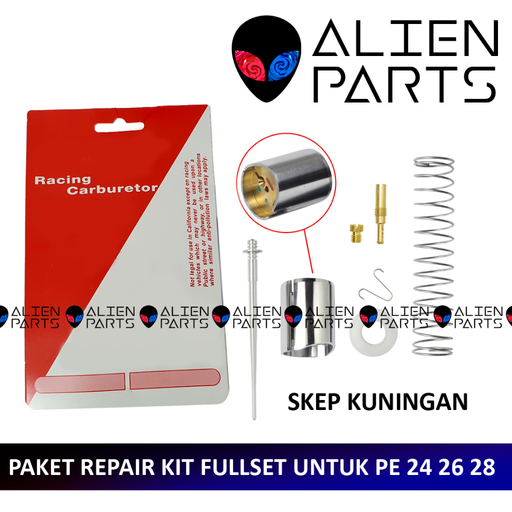 (BISA COD) PAKET FULLSET PISTON SKEP KARBURATOR PE 24 26 28 30 KUNINGAN COPPER TEFLON SKEP HITAM KAB
