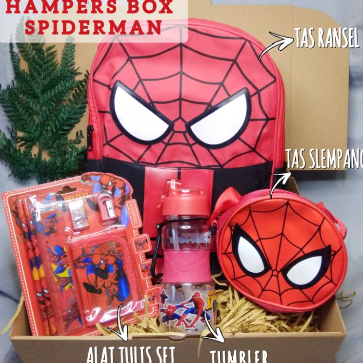 Hemat Menarik  HAMPERS BOX ANAK SPIDERMAN  KADO ULANG TAHUN ANAK COWOK SPIDERMAN  TAS SEKOLAH ANAK P