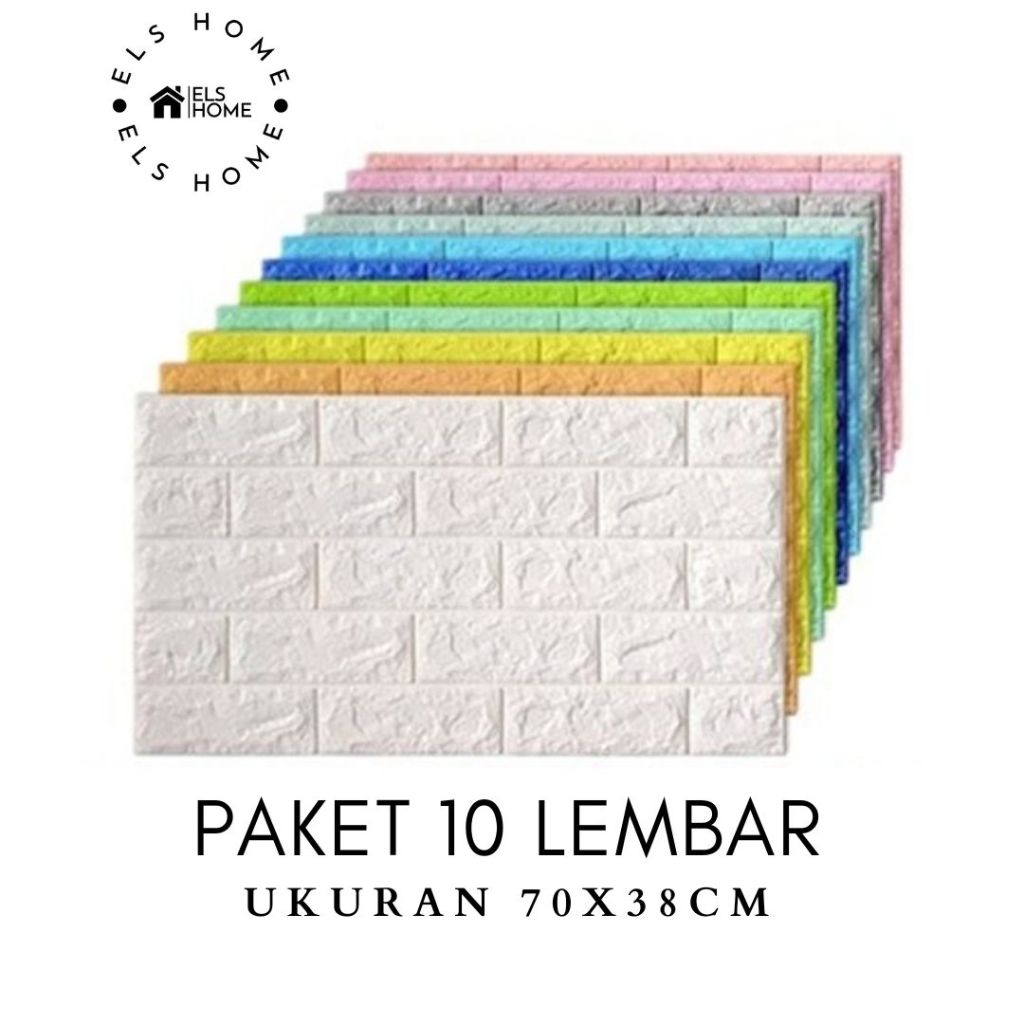 [PAKET 10 LEMBAR] Wallpaper dinding 3d foam stiker dinding motif timbul batu bata 70x38cm