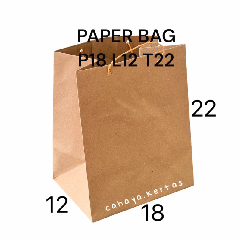 

paper bag coklat polos 18 x 22 paper bag size R5 P18 L12 T22