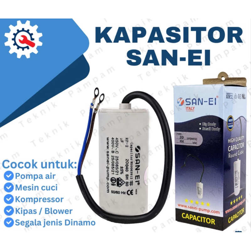 KAPASITOR 6UF 8UF 10 UF 12UF 14 UF 16 UF 18UF 20UF 25UF 30UF 450V SANEI BULAT CAPACITOR SAN-EI MIKRO