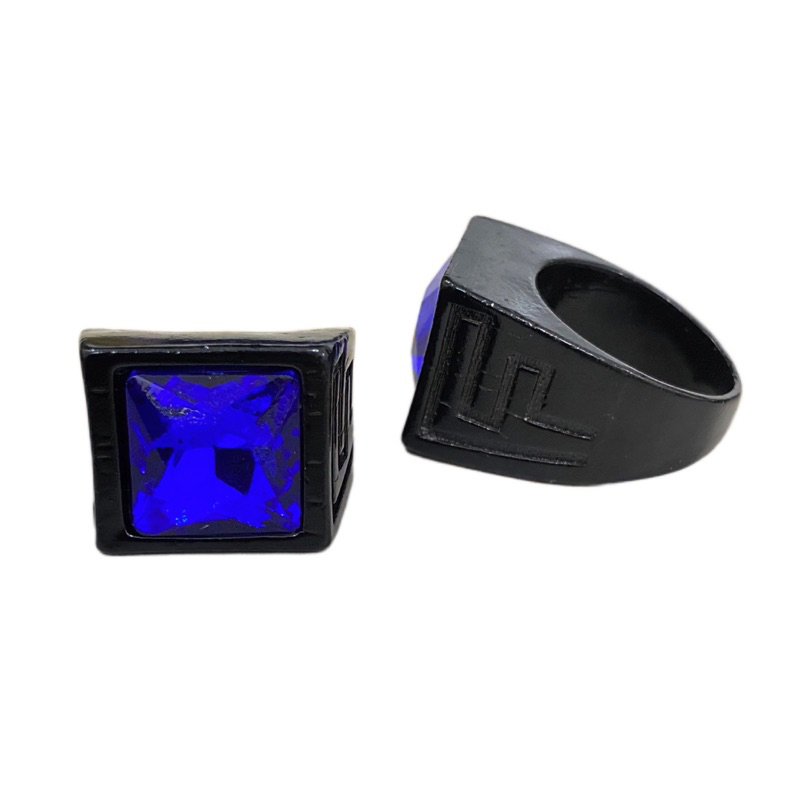 Cincin Titanium Pria Kotak Batu Biru C11100-O