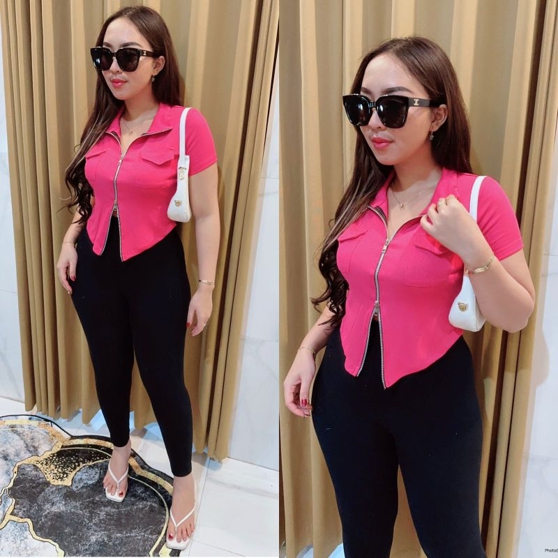 Grosir Natalia | One Set Atasan Kirana & Bawahan Leging Motif Polos Material Rib