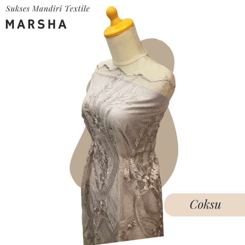 [MARSHA] Coksu, Nude, Coklat Brokat Cantik dan Elegan | Lebar bahan : 130 cm | Harga per 1/2 meter =