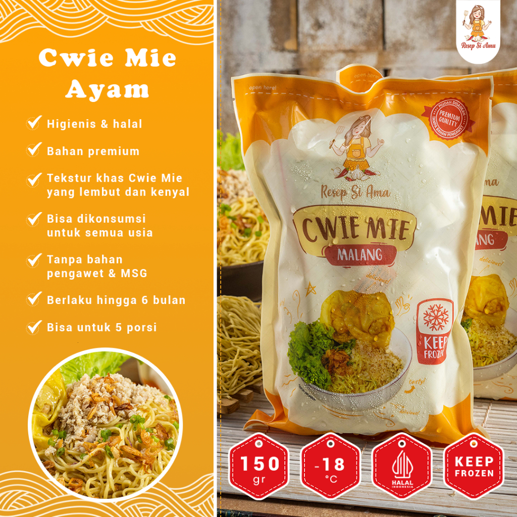 

Cwie Mie Ayam Malang Ndower Frozen Bakmi Daging Ayam 5 Porsi Lengkap Bumbu Pangsit Resep si Ama