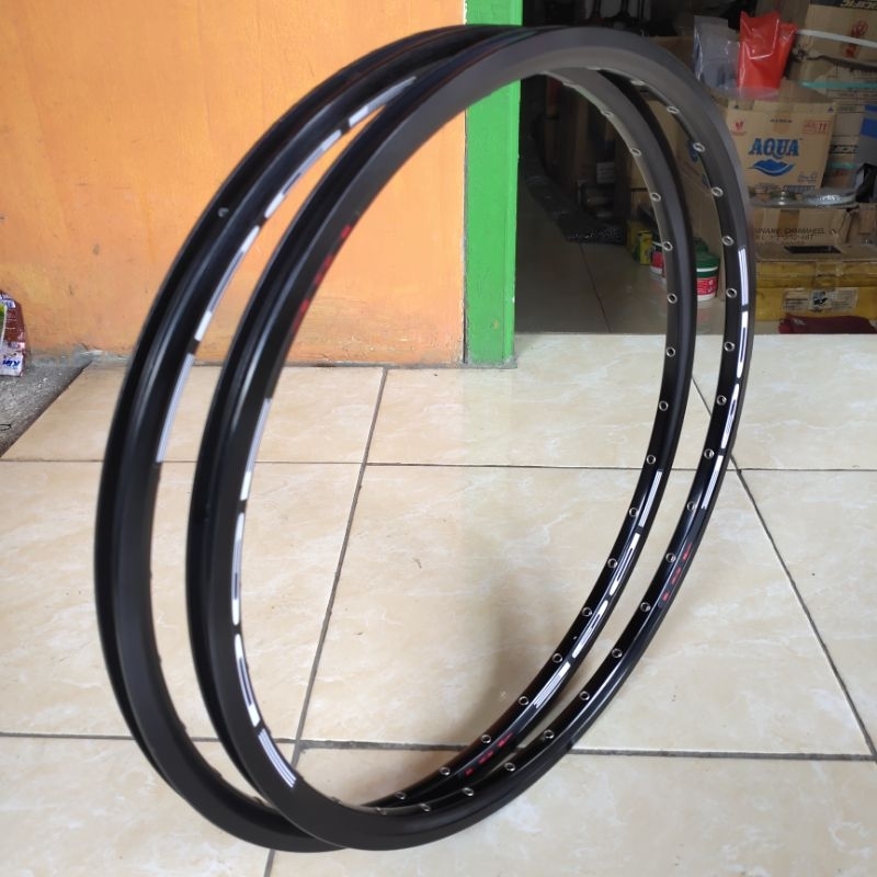 Sepasang Velg rims edge mata ikan 20x1 1/8 20+ 451 full alloy 32 hole ringan minitrek seli