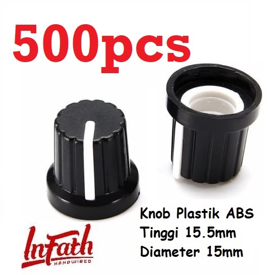 InFath - 500pcs Knob Knop Kecil A9 15mm plastik hitam putih  Murah Kenob kenop potensio potentio pot