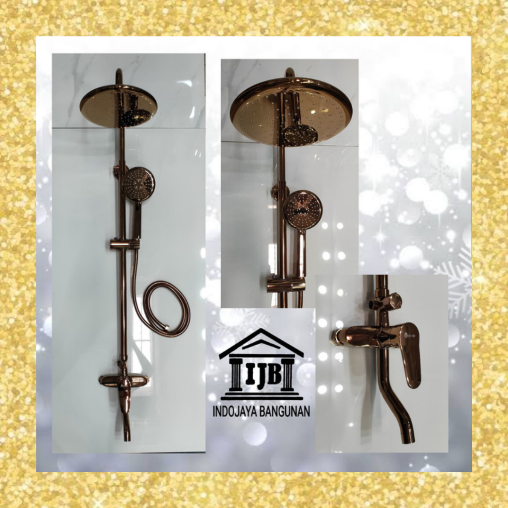 Shower Tiang Komplit Set FULL BRASS KUNINGAN Klasik Classic warna Emas  Rose Gold Putih Gray