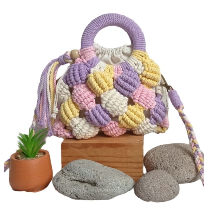 Tas Macrame Handcraft Tas Wanita Unik Tote Bag
