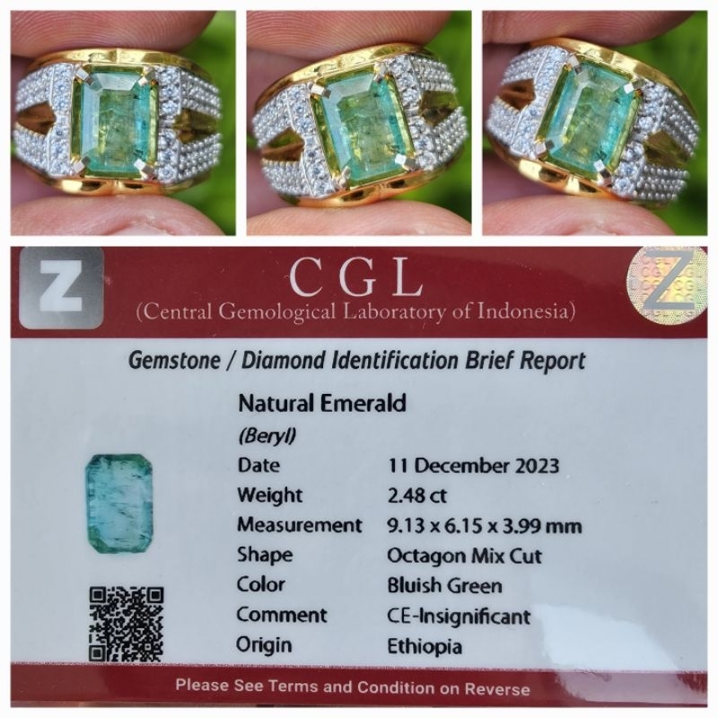 Natural Zamrud Green Emerald Ethiopia Insignificant Memo 2.48 crt