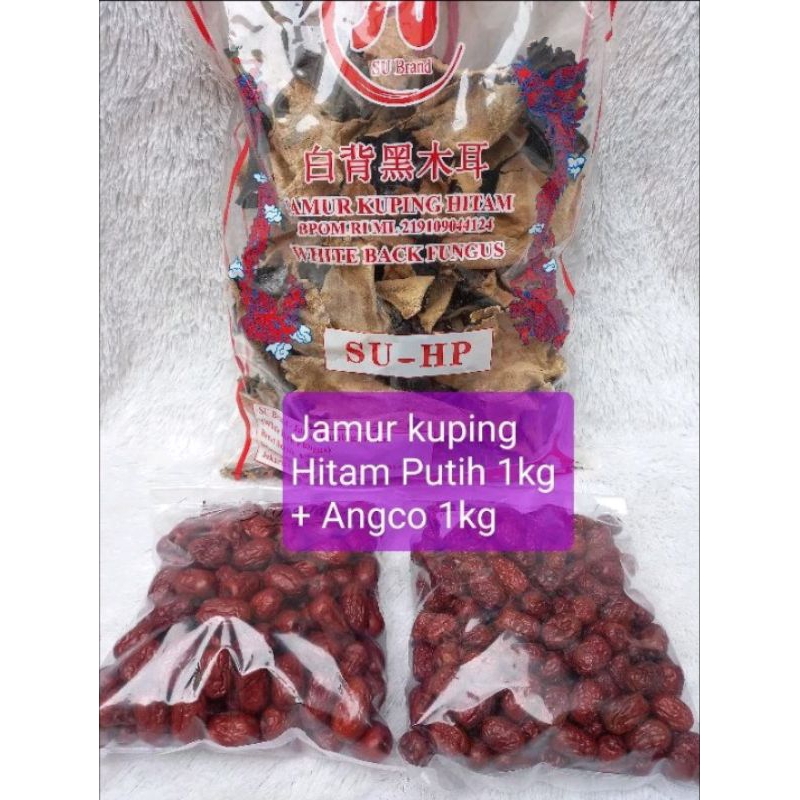 

1kg jamur kuping hitam putih+1kg kurma china merah/hong zao