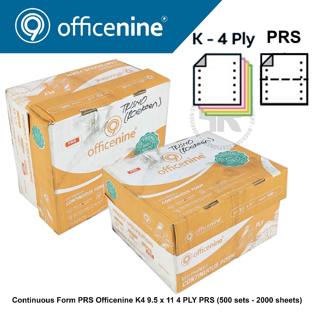 

Officenine Continuous Form K4 PRS 9.5" x 11" - 4PLY - 500Sets (Box Kuning)