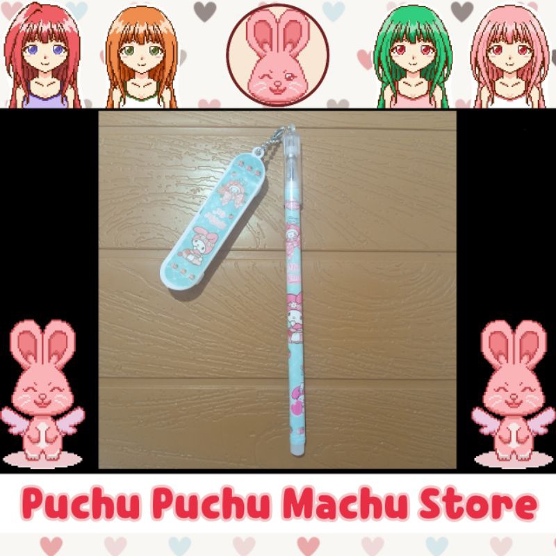 

PULPEN MY MELODY Dengan Gantungan Skateboard SANRIO (warna hitam)