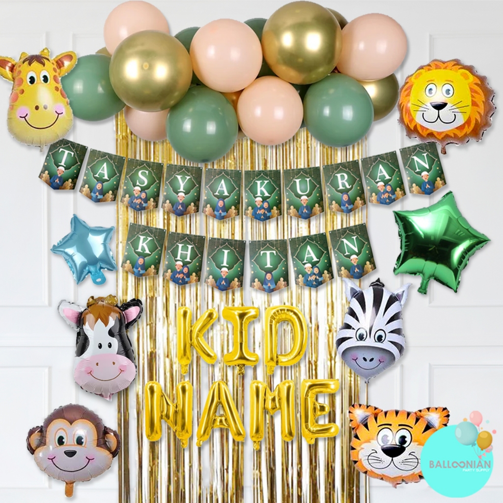 KHITANAN/AQIQAH KARAKTER SET DEKORASI/PAKET TASYAKURAN KHITAN/BALON FOIL AQIQAH