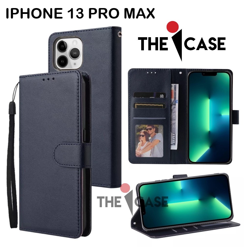 Casing iphone 13 pro max model flip buka tutup case kulit ada tempat foto dan kartu juga tali hp fli