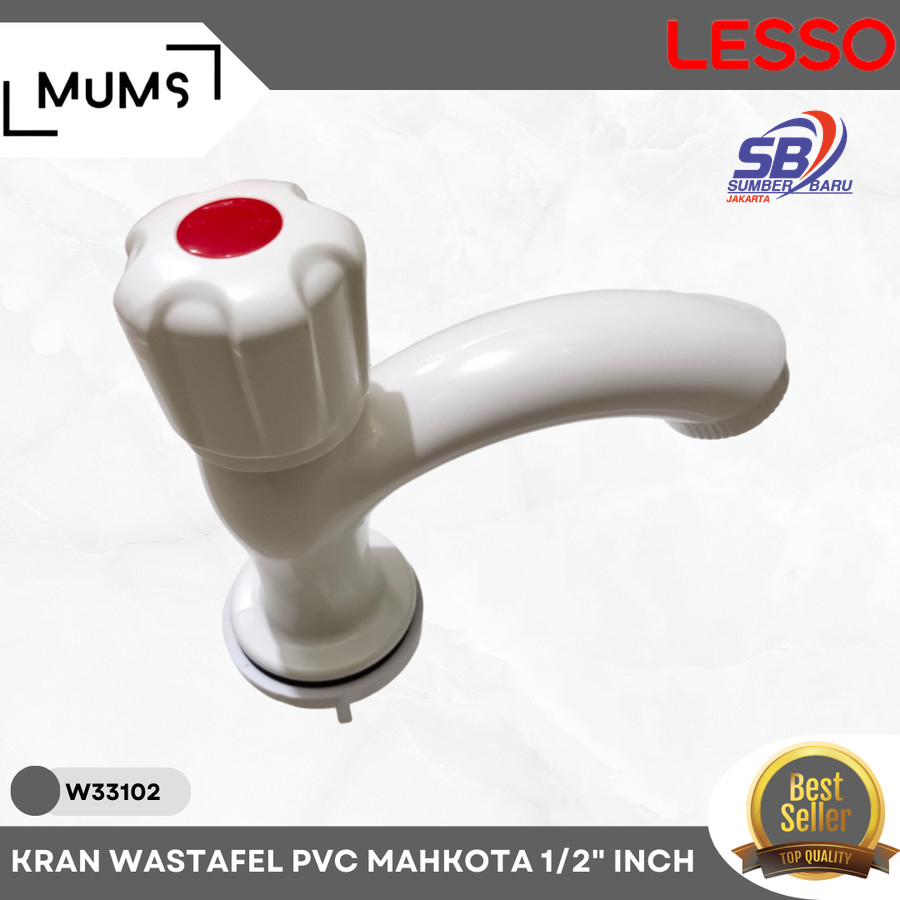 Kran Wastafel Mahkota Pvc Lesso 1/2" Inch Keran Air Plastik Bagus Awet Kran Angsa Basin Faucet Kran 