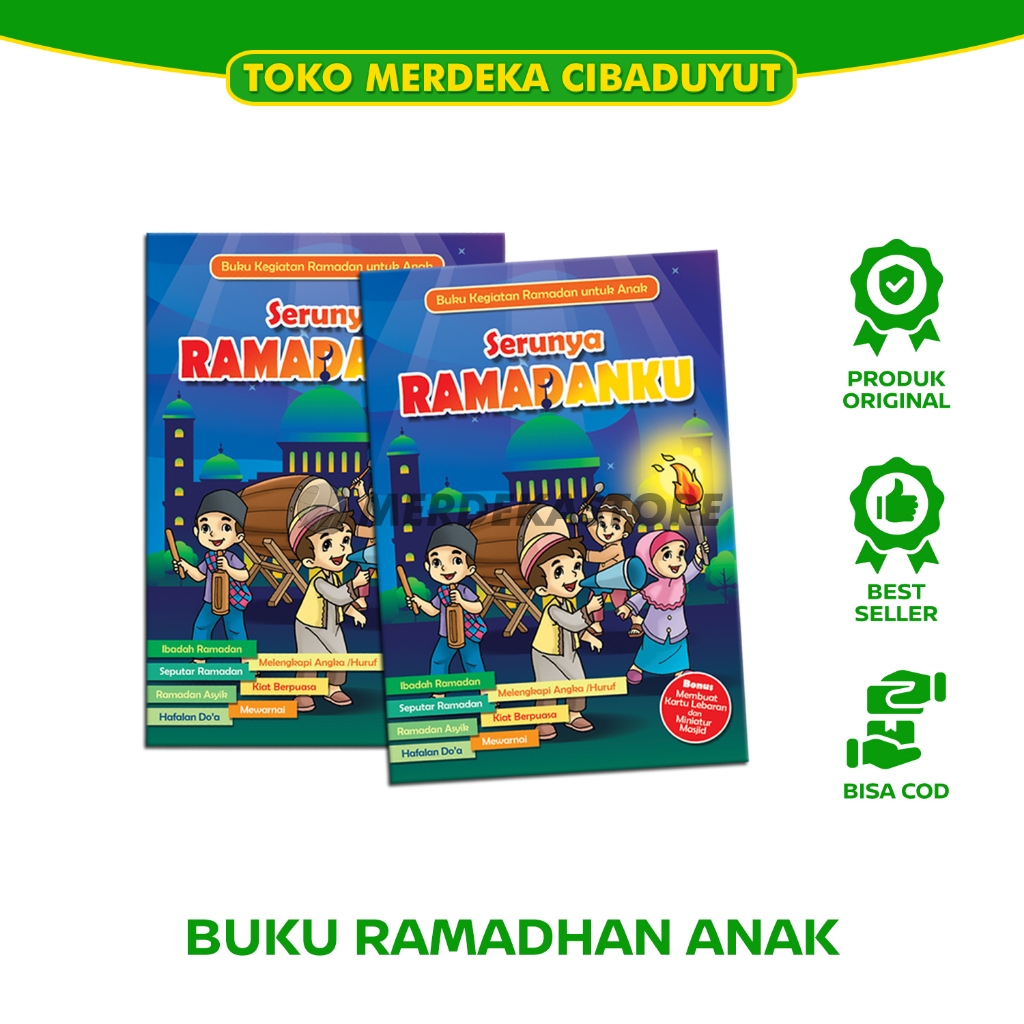 Buku kegiatan Ramadhan anak PAUD/TK/SD | SERUNYA RAMADANKU | Catatan Amaliah Bulan Romadon | 32 Hal 