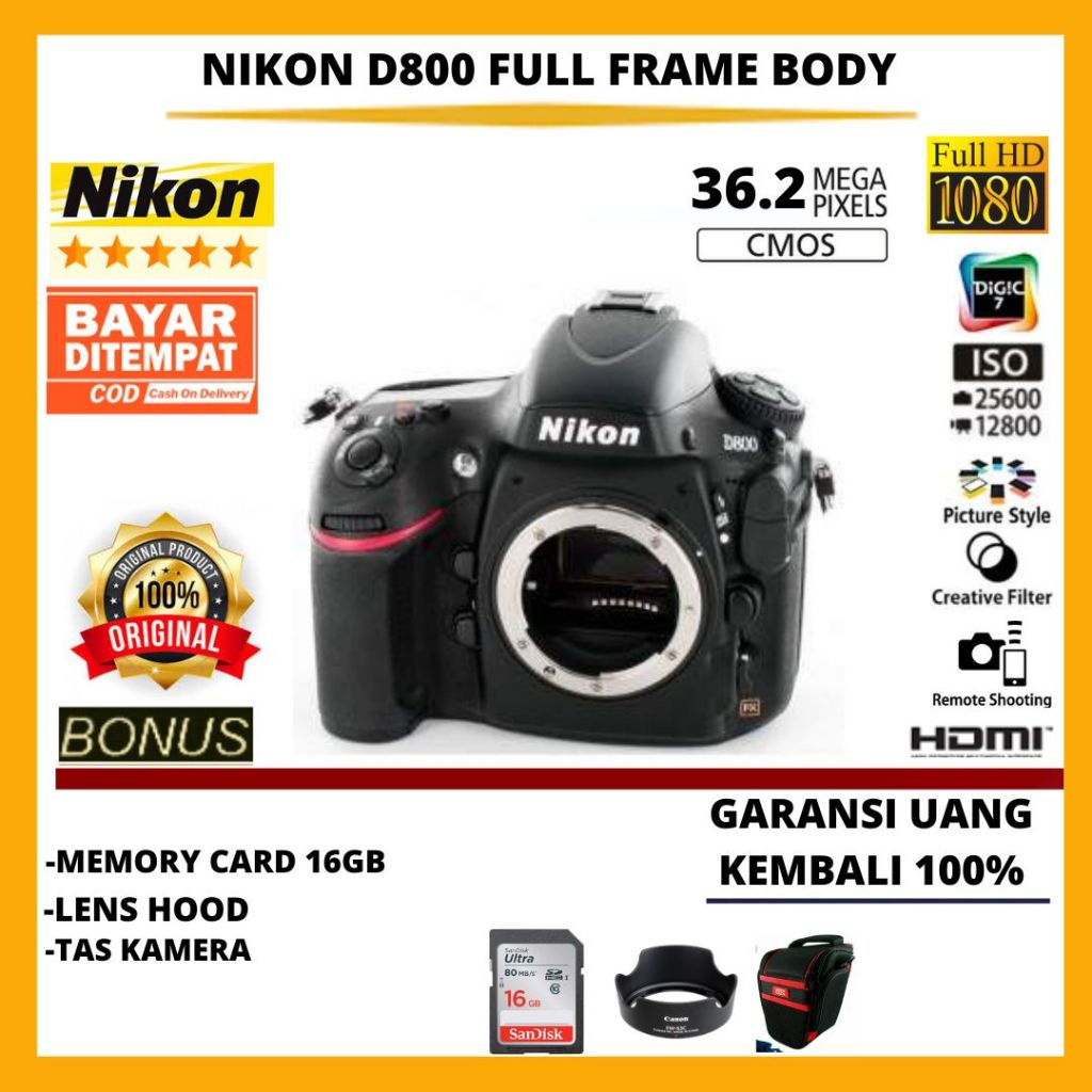 NIKON D800 KAMERA FULL FRAME BODY ONLY
