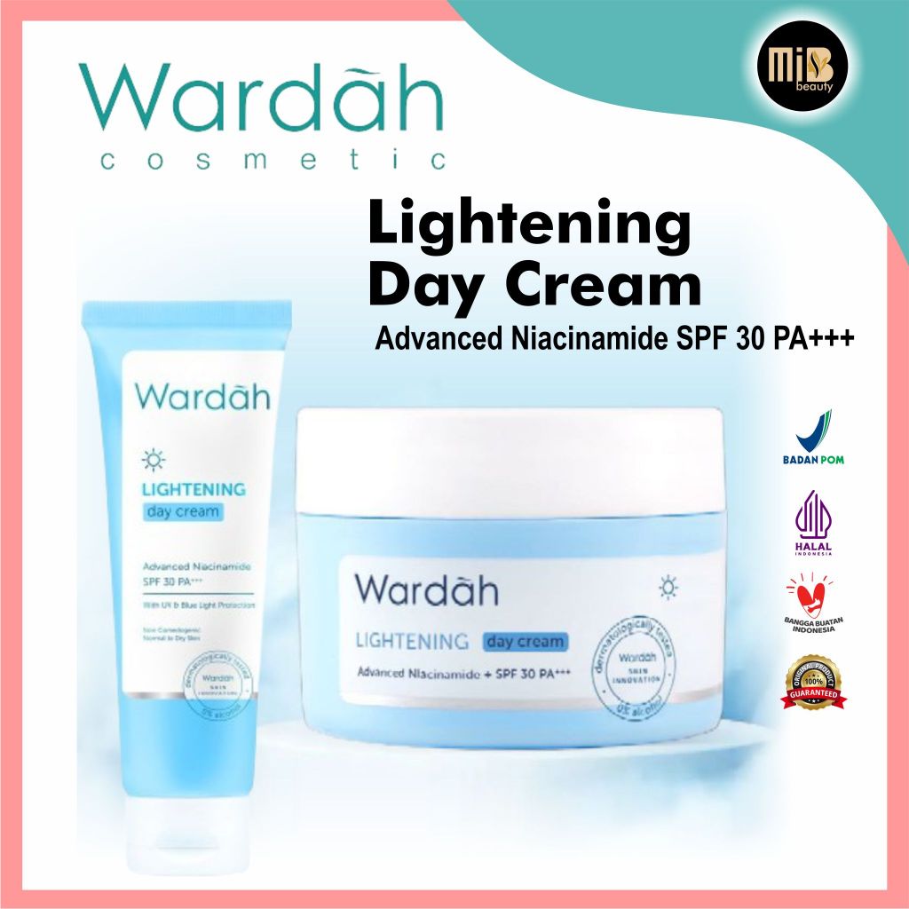 Wardah Lightening Day Cream Advanced Niacinamide SPF 30 PA+++ - Pelembab Kulit Normal Berminyak
